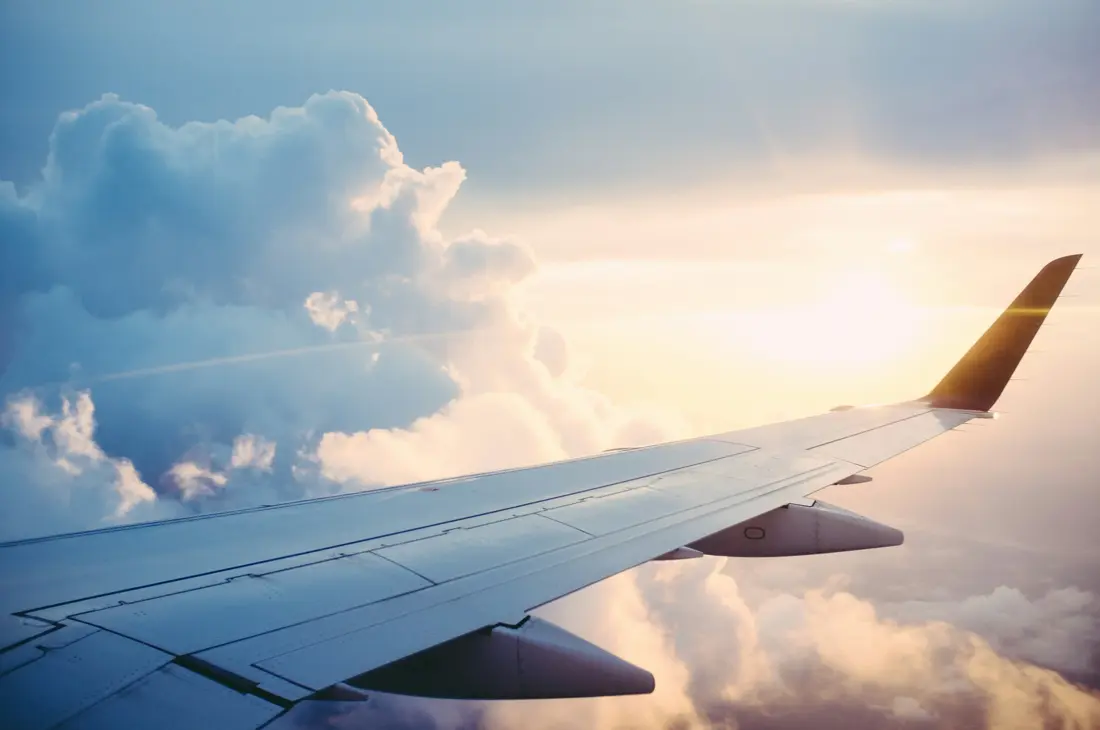 Passenger plane flying in a clear sky
